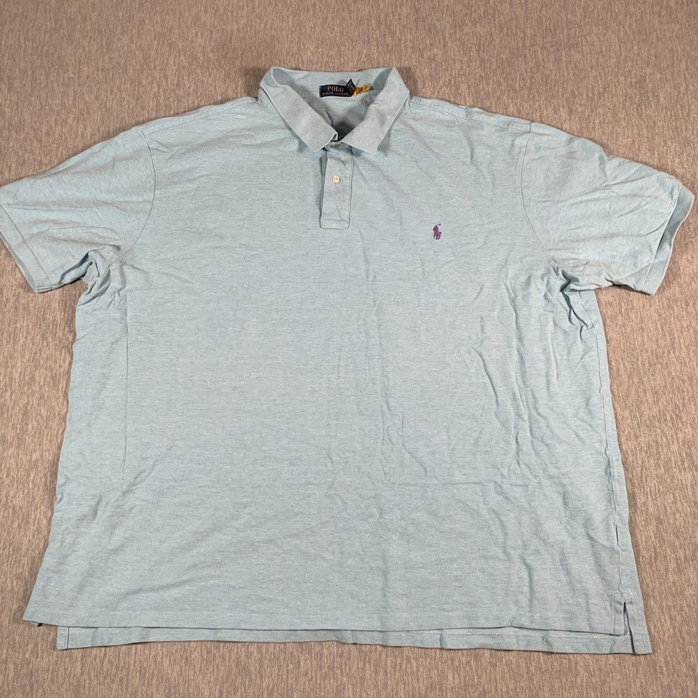 Polo Ralph Lauren Polo Shirt Mens‎ 4XLT Light Blue Pony Logo Cotton Casual